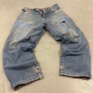 Baggy Y2K thermal lined patchwork carpenter Jeans 36x32